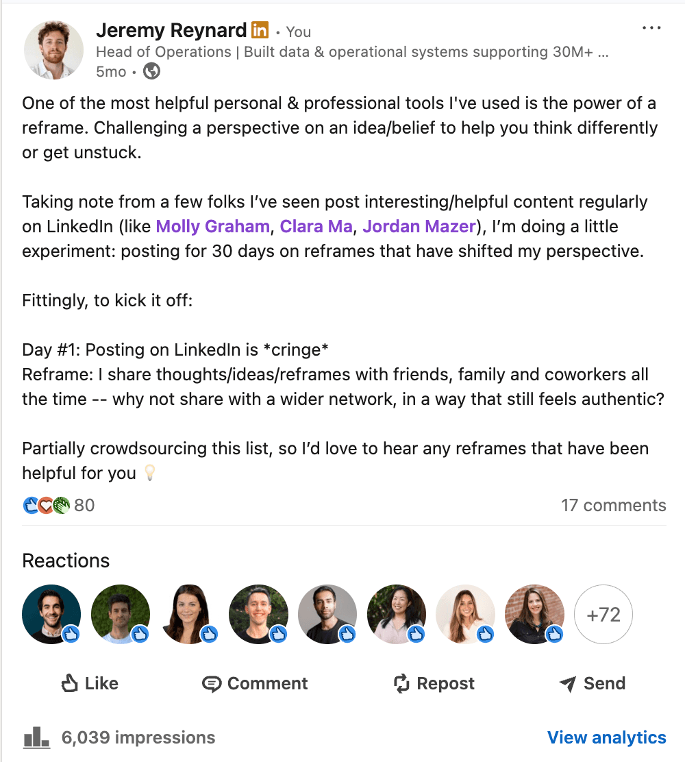 Day 1: Posting on LinkedIn is cringe